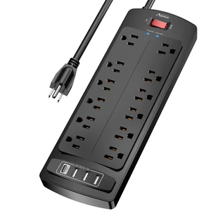 10 Ft Surge Protector Power Strip with 12 Outlets and 4 USB Ports 2700 Joules, 10 Feet Heavy Duty Extension Cord with Multiple Outlets for Home, Office, Dorm Room, ETL, Black 10 Ft Surge Protector Power Strip with 12 Outlets and 4 USB Ports 2700 Joules, 10 Feet Heavy Duty Extension Cord with Multiple Outlets for Home, Office, Dorm Room, ETL, Black