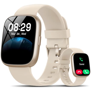 Smart Watch with Alexa Built-in, 1.83" HD Bluetooth Calling Fitness Tracker Fitness Watch with Heart Rate/Sleep Monitor, 120+ Sport Modes, DIY Dial, IP68 Waterproof Smartwatch for Android iOS, Cream Smart Watch with Alexa Built-in, 1.83" HD Bluetooth Calling Fitness Tracker Fitness Watch with Heart Rate/Sleep Monitor, 120+ Sport Modes, DIY Dial, IP68 Waterproof Smartwatch for Android iOS, Cream