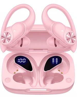 Bluetooth Headphones Wireless Earbuds 80hrs Playtime Wireless Charging Case Digital Display Sports Ear Buds with Earhook Deep Bass IPX7 Waterproof Over-Ear Earphones for TV Phone Laptop Pink Bluetooth Headphones Wireless Earbuds 80hrs Playtime Wireless Charging Case Digital Display Sports Ear Buds with Earhook Deep Bass IPX7 Waterproof Over-Ear Earphones for TV Phone Laptop Pink