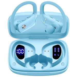 Ear Buds Wireless Earbuds Bluetooth Headphones with 80H Playtime LED Display Case, Over-Ear Hook with Mic, Stereo Sound, Easy Button Controls, Sports Earphones for Running Workout Sky Blue Ear Buds Wireless Earbuds Bluetooth Headphones with 80H Playtime LED Display Case, Over-Ear Hook with Mic, Stereo Sound, Easy Button Controls, Sports Earphones for Running Workout Sky Blue