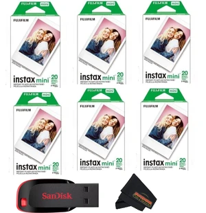 Instax mini Instant Daylight Film (Twin Packs + 32 GB USB Flash Drive) with Sunshine Photo Microfiber Cleaning Cloth. (6 Twin Packs + 32 GB USB Drive) Instax mini Instant Daylight Film (Twin Packs + 32 GB USB Flash Drive) with Sunshine Photo Microfiber Cleaning Cloth. (6 Twin Packs + 32 GB USB Drive)