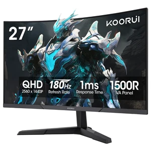 27 Inch Curved Gaming Monitor QHD 180Hz, 1ms 1500R VA Display 2560×1440p Monitor, Adaptive Sync, 4000:1 Contrast, 90% DCI-P3, Eye Care, HDMI×2 and DP, VESA, FPS & Console Gaming 27 Inch Curved Gaming Monitor QHD 180Hz, 1ms 1500R VA Display 2560×1440p Monitor, Adaptive Sync, 4000:1 Contrast, 90% DCI-P3, Eye Care, HDMI×2 and DP, VESA, FPS & Console Gaming