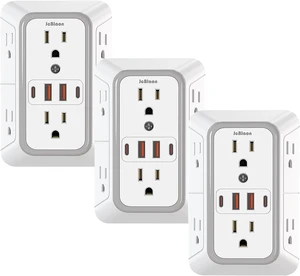 3 Pack Surge Protector Outlet Extender, 6 Outlet Splitter with 4 USB Ports (2 USB C), Multi Plug Wall Outlet 1050J Power Strip, USB Wall Charger for Home Office Kitchen Travel-ETL 3 Pack Surge Protector Outlet Extender, 6 Outlet Splitter with 4 USB Ports (2 USB C), Multi Plug Wall Outlet 1050J Power Strip, USB Wall Charger for Home Office Kitchen Travel-ETL