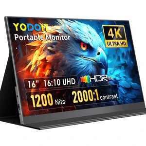 4K Portable Monitor, 16" 3840×2400 UHD IPS Travel Screen 1200nit Sunlight-Readable with 145% sRGB, 2000:1 Contrast for Photo Editing Outdoor Work Compatible with Laptop PC Mac PS5 Black 4K Portable Monitor, 16" 3840×2400 UHD IPS Travel Screen 1200nit Sunlight-Readable with 145% sRGB, 2000:1 Contrast for Photo Editing Outdoor Work Compatible with Laptop PC Mac PS5 Black