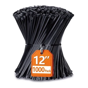 Zip Ties 12 inch with 45 lb Tensile Strength, Black Cable ties, 1000 Pack Zip Ties 12 inch with 45 lb Tensile Strength, Black Cable ties, 1000 Pack