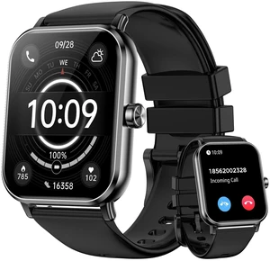 Smart Watch, 1.85" HD Fitness Tracker with Bluetooth Calls, 5 ATM Waterproof, 24/7 Heart Rate/Sleep Monitor, Pedometer, Calories, 130+ Sport Modes, Smartwatch for iOS Android (Black) Smart Watch, 1.85" HD Fitness Tracker with Bluetooth Calls, 5 ATM Waterproof, 24/7 Heart Rate/Sleep Monitor, Pedometer, Calories, 130+ Sport Modes, Smartwatch for iOS Android (Black)