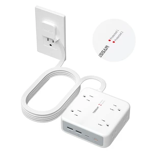 Dual Surge Protector Power Strip, 15 Ft Extension Cord Flat Plug 4 USB (2 USB C) 8 Outlets, 2100J Surge Protection, 20W Multiple Charging Station for Home, Office, Dorm Room, Grey Dual Surge Protector Power Strip, 15 Ft Extension Cord Flat Plug 4 USB (2 USB C) 8 Outlets, 2100J Surge Protection, 20W Multiple Charging Station for Home, Office, Dorm Room, Grey