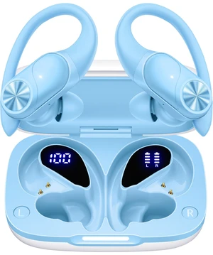 Bluetooth Headphones Wireless Earbuds 80hrs Playtime Wireless Charging Case Digital Display Sports Ear Buds with Earhook Deep Bass IPX7 Waterproof Over-Ear Earphones for TV Phone Laptop Blue Bluetooth Headphones Wireless Earbuds 80hrs Playtime Wireless Charging Case Digital Display Sports Ear Buds with Earhook Deep Bass IPX7 Waterproof Over-Ear Earphones for TV Phone Laptop Blue