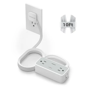 Extension Cord 10 FT, Power Strip with 900J Surge Protection, Grey 4 AC Outlets, Flat Plug, Multiple Wall Outlet Extender Suitable for Office Dorm Extension Cord 10 FT, Power Strip with 900J Surge Protection, Grey 4 AC Outlets, Flat Plug, Multiple Wall Outlet Extender Suitable for Office Dorm