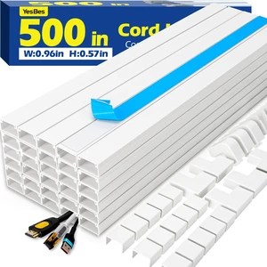 500in Cord Hider Kit, Cord Covers for Wires on Wall, Paintable Cable Raceway, Cord Hider for Wall Mount tv, tv Cable Hider Wall kit, Wire Covers for Cords, 32X L15.75 X W0.96in X H0.57in, White 500in Cord Hider Kit, Cord Covers for Wires on Wall, Paintable Cable Raceway, Cord Hider for Wall Mount tv, tv Cable Hider Wall kit, Wire Covers for Cords, 32X L15.75 X W0.96in X H0.57in, White