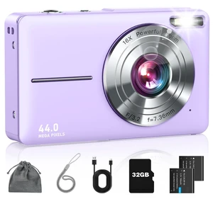 Digital Camera, FHD 1080P Point and Shoot Camera for Kids Teens Starters with 32GB Card Filters 16X Zoom Anti-Shake, Compact Small Camera Easy to Use Christmas Birthday Gift for Boys Girls, Purple Digital Camera, FHD 1080P Point and Shoot Camera for Kids Teens Starters with 32GB Card Filters 16X Zoom Anti-Shake, Compact Small Camera Easy to Use Christmas Birthday Gift for Boys Girls, Purple