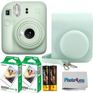 Instax MiniI 12 Instant Film Camera Mint Green, Instax Mini Twin Pack Instant Film 20 Prints, Prtotective Case, Gift Bundle Instax MiniI 12 Instant Film Camera Mint Green, Instax Mini Twin Pack Instant Film 20 Prints, Prtotective Case, Gift Bundle