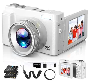 4K Digital Camera for Photography Autofocus with Flip Screen, 32GB Card FHD 48MP Vlogging Camera for YouTube, 2 Batteries, 16X Zoom, Anti-Shake, 3" Selfie Compact Travel Camera for Teens Beginners 4K Digital Camera for Photography Autofocus with Flip Screen, 32GB Card FHD 48MP Vlogging Camera for YouTube, 2 Batteries, 16X Zoom, Anti-Shake, 3" Selfie Compact Travel Camera for Teens Beginners