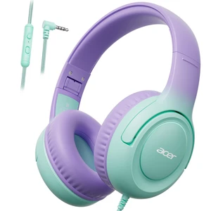 Kids Headphones for School, 85-94dB Limiter, 3.5mm Jack, w/Mic HK03 Foldable Wired Over Ear Headphones, for Toddler School/Travel/iPad/Tablet, Purple-Green Gradient Kids Headphones for School, 85-94dB Limiter, 3.5mm Jack, w/Mic HK03 Foldable Wired Over Ear Headphones, for Toddler School/Travel/iPad/Tablet, Purple-Green Gradient