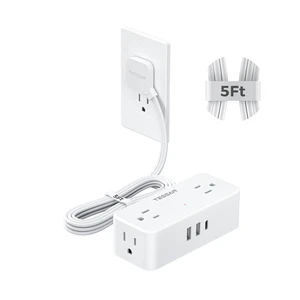 Extension Cord 5 FT, Power Strip with 900J Surge Protection, White 4 AC Outlets 1 USB C and 2 USB A Ports, Flat Plug, Multiple Wall Outlet Extender Suitable for Office Dorm Extension Cord 5 FT, Power Strip with 900J Surge Protection, White 4 AC Outlets 1 USB C and 2 USB A Ports, Flat Plug, Multiple Wall Outlet Extender Suitable for Office Dorm