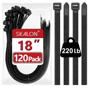 Large Zip Ties 18 Inch (120 Pack) - Heavy Duty, 220 lb Tensile Strength, Black Cable Ties, Extra Long Wire Ties Large Zip Ties 18 Inch (120 Pack) - Heavy Duty, 220 lb Tensile Strength, Black Cable Ties, Extra Long Wire Ties