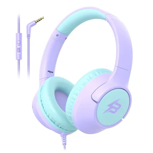 Kids Headphones Wired for School, 3.5mm Safe Volume Limit with Mic, Purple Plug in Kids headphones with Cord, Over Ear, 85/94dB Volume for Girls Toddler, Foldable for Kindle Tablet Airplane Travel Kids Headphones Wired for School, 3.5mm Safe Volume Limit with Mic, Purple Plug in Kids headphones with Cord, Over Ear, 85/94dB Volume for Girls Toddler, Foldable for Kindle Tablet Airplane Travel