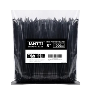 Zip Ties 8 inch Black Zip Ties 1000 Pack, Wire Ties with 50lb Tensile Strength, UV Resistant Cable Ties, Self-locking Plastic Ties for Indoor and Outdoor Use, by Zip Ties 8 inch Black Zip Ties 1000 Pack, Wire Ties with 50lb Tensile Strength, UV Resistant Cable Ties, Self-locking Plastic Ties for Indoor and Outdoor Use, by