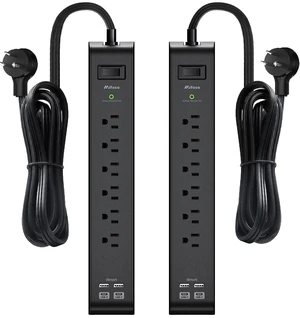2 Pack Power Strips Surge Protector, 20FT Flat Extension Cord, Flat Plug 6 Outlets 4 USB Charging Ports, Overload Protection, Wall Mount for Home Dorm Office 2 Pack Power Strips Surge Protector, 20FT Flat Extension Cord, Flat Plug 6 Outlets 4 USB Charging Ports, Overload Protection, Wall Mount for Home Dorm Office