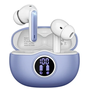 Wireless Earbuds, Bluetooth 5.3 Headphones HiFi Stereo 50H Playback LED Digital Display Ear Buds with ENC Noise Canceling Headset, IPX7 Waterproof Earphones for Gym/Running/Work (Light Purple) Wireless Earbuds, Bluetooth 5.3 Headphones HiFi Stereo 50H Playback LED Digital Display Ear Buds with ENC Noise Canceling Headset, IPX7 Waterproof Earphones for Gym/Running/Work (Light Purple)