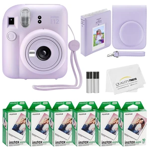 Instax Mini 12 Instant Camera + 60 Photo Prints + Accessories, Lilac Purple Instax Mini 12 Instant Camera + 60 Photo Prints + Accessories, Lilac Purple