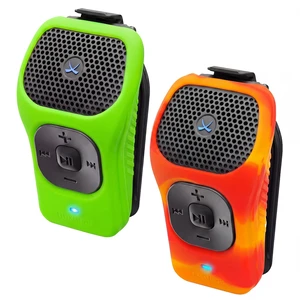 39g Wearable Bluetooth Speaker, Mini Clip-On, 2 Pack, Fire/Green Small Magnetic Clip-On Bluetooth Speaker, IPX7 Waterproof, 15 Hour Battery, Open-Ear Awareness, Microphone, 100ft Range 39g Wearable Bluetooth Speaker, Mini Clip-On, 2 Pack, Fire/Green Small Magnetic Clip-On Bluetooth Speaker, IPX7 Waterproof, 15 Hour Battery, Open-Ear Awareness, Microphone, 100ft Range