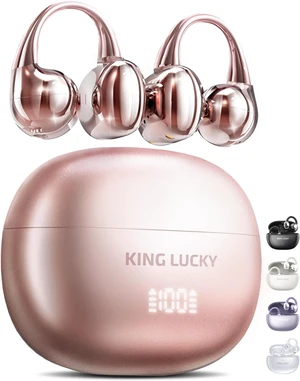 King Lucky Next-gen Clip on Earbuds Open Ear Wireless Bluetooth 6.0 Headphones with Mic,50H Play,ENC,IPX5 Waterproof,Sports Ear Buds,Comfortable for Small Ears&Fitness,Running (LED Display, Pink) King Lucky Next-gen Clip on Earbuds Open Ear Wireless Bluetooth 6.0 Headphones with Mic,50H Play,ENC,IPX5 Waterproof,Sports Ear Buds,Comfortable for Small Ears&Fitness,Running (LED Display, Pink)