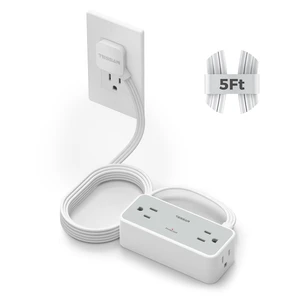 Extension Cord 5 FT, Power Strip with 900J Surge Protection, Grey 4 AC Outlets, Flat Plug, Multiple Wall Outlet Extender Suitable for Office Dorm Extension Cord 5 FT, Power Strip with 900J Surge Protection, Grey 4 AC Outlets, Flat Plug, Multiple Wall Outlet Extender Suitable for Office Dorm