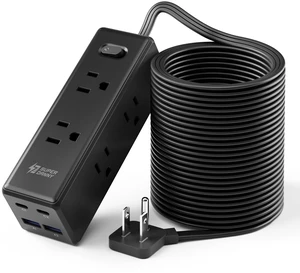 25Ft Extension Cord with Multiple Outlets, Flat Plug Power Strip Long Extension Cord with 6 Outlets, 4 USB Ports(2 USB C), Surge Protector for Home, Office Supplies, Dorm Essentials, Black 25Ft Extension Cord with Multiple Outlets, Flat Plug Power Strip Long Extension Cord with 6 Outlets, 4 USB Ports(2 USB C), Surge Protector for Home, Office Supplies, Dorm Essentials, Black