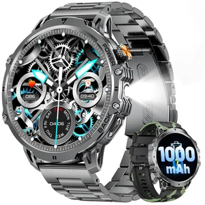 Military Smart Watches for Men(2 Bands), 1000mAh/1.85" HD Large Screen Flashlight/110+ Sports Modes/IP68 Waterproof/Sleep Monitor Smartwatch, Fitness Tracker Watch for Android iOS,Green Camo Military Smart Watches for Men(2 Bands), 1000mAh/1.85" HD Large Screen Flashlight/110+ Sports Modes/IP68 Waterproof/Sleep Monitor Smartwatch, Fitness Tracker Watch for Android iOS,Green Camo