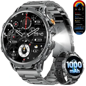 Military Smart Watches for Men(2 Bands),1000mAh/1.85" HD Large Screen Smartwatch, Flashlight/110+ Sports Modes/Sleep Monitor, Fitness Tracker Watch for Android iOS,Black Camo Military Smart Watches for Men(2 Bands),1000mAh/1.85" HD Large Screen Smartwatch, Flashlight/110+ Sports Modes/Sleep Monitor, Fitness Tracker Watch for Android iOS,Black Camo