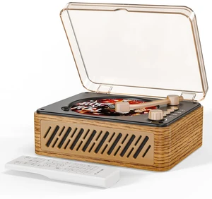 CD Player Music Box with Bluetooth,Nostalgic Retro with Speakers Portable CD Players for Home, HiFi Speakers Music Player FM Radio Wired and Remote Control-Walnut Yellow CD Player Music Box with Bluetooth,Nostalgic Retro with Speakers Portable CD Players for Home, HiFi Speakers Music Player FM Radio Wired and Remote Control-Walnut Yellow