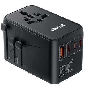 Universal Travel Adapter 170W GaN, Fast Charger for EU UK US AU 2 AC & 4 USB Ports (3 USB-C), 140W PD Compatible with Laptops/Tablets/Phones, International Power Adapter for 200+ Countries Universal Travel Adapter 170W GaN, Fast Charger for EU UK US AU 2 AC & 4 USB Ports (3 USB-C), 140W PD Compatible with Laptops/Tablets/Phones, International Power Adapter for 200+ Countries