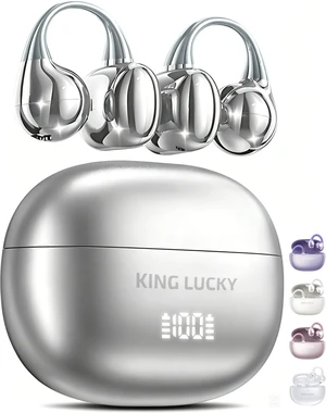 King Lucky Next-gen Clip on Earbuds Open Ear Wireless Bluetooth 6.0 Headphones with Mic,50H Play,ENC,IPX5 Waterproof,Sports Ear Buds,Comfortable for Small Ears&Fitness,Run (Silver, Digital Display) King Lucky Next-gen Clip on Earbuds Open Ear Wireless Bluetooth 6.0 Headphones with Mic,50H Play,ENC,IPX5 Waterproof,Sports Ear Buds,Comfortable for Small Ears&Fitness,Run (Silver, Digital Display)