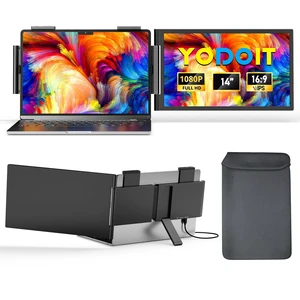 Laptop Screen Extender, 14" FHD 1920×1080 Travel Monitor with USB Type C Port and Built-in Speakers Compatible with MacBook Laptop Screen Extender, 14" FHD 1920×1080 Travel Monitor with USB Type C Port and Built-in Speakers Compatible with MacBook