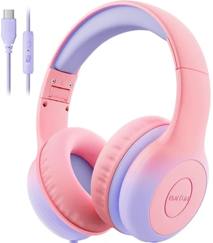 K1 Kids Headphones Wired with Mic, USB Type C Headphone for Kids 85/94dB Volume Limit, Portable Wired Headphone with Shareport, Stereo Sound Foldable Headset for School/Toddler/Tablet, Pink K1 Kids Headphones Wired with Mic, USB Type C Headphone for Kids 85/94dB Volume Limit, Portable Wired Headphone with Shareport, Stereo Sound Foldable Headset for School/Toddler/Tablet, Pink