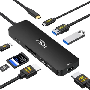 USB C Docking Station Dual HDMI Monitor, USB C to Dual HDMI Adapter with 2HDMI Ports, PD Charging, SD/TF, USB A&C 3.0 Ports, Laptop Docking Station for Dell XPS/HP/Lenovo/Surface/Yoga etc(Black) USB C Docking Station Dual HDMI Monitor, USB C to Dual HDMI Adapter with 2HDMI Ports, PD Charging, SD/TF, USB A&C 3.0 Ports, Laptop Docking Station for Dell XPS/HP/Lenovo/Surface/Yoga etc(Black)