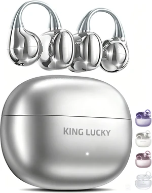 King Lucky Next-gen Clip on Earbuds Open Ear Wireless Bluetooth 6.0 Headphones with Mic,50H Play,ENC,IPX5 Waterproof,Sports Ear Buds,Comfortable for Small Ears&Fitness,Run (Silver, Standard) King Lucky Next-gen Clip on Earbuds Open Ear Wireless Bluetooth 6.0 Headphones with Mic,50H Play,ENC,IPX5 Waterproof,Sports Ear Buds,Comfortable for Small Ears&Fitness,Run (Silver, Standard)