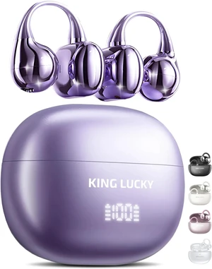 King Lucky Clip-On Earbuds Gen 3, Open-Ear Wireless Bluetooth 6.0 Headphones with Mic, Secure Fit for Small Ears & Glasses Wearers, 50H Playtime, LED Digital Display, ENC, IPX5 Waterproof (Purple) King Lucky Clip-On Earbuds Gen 3, Open-Ear Wireless Bluetooth 6.0 Headphones with Mic, Secure Fit for Small Ears & Glasses Wearers, 50H Playtime, LED Digital Display, ENC, IPX5 Waterproof (Purple)
