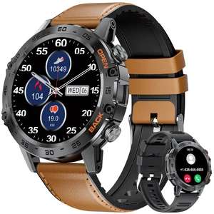 Military Men's Smart Watch (Answer/Dial Calls),100 Sports Modes, 5ATM Waterproof Fitness Watch with Heart Rate/SpO2/Blood Pressure for Android and iOS,1.39''HD Full Screen Smartwatch,Leather Military Men's Smart Watch (Answer/Dial Calls),100 Sports Modes, 5ATM Waterproof Fitness Watch with Heart Rate/SpO2/Blood Pressure for Android and iOS,1.39''HD Full Screen Smartwatch,Leather