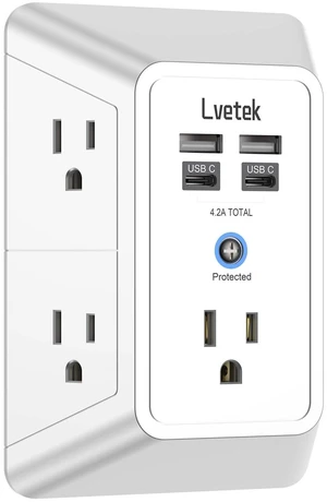 Outlet Extender, Surge Protector Outlet with 5-Multi Plug Outlet and 4 USB Ports(2 USB C), 3-Sided 1680J Power Strip Wall Charger, Multiple-Plug Outlet Splitter for Home Travel Office,ETL Listed,White Outlet Extender, Surge Protector Outlet with 5-Multi Plug Outlet and 4 USB Ports(2 USB C), 3-Sided 1680J Power Strip Wall Charger, Multiple-Plug Outlet Splitter for Home Travel Office,ETL Listed,White