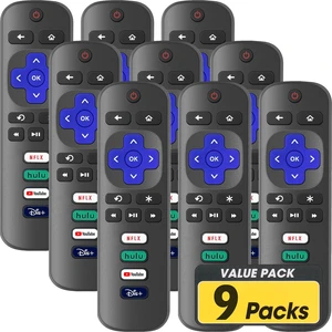 9 Pack Replacement Remote Control Only for Roku TV, Compatible with TCL Roku/Hisense Roku/Sharp/Philips/Onn Roku Smart TV(Not for Roku Stick and Box) 9 Pack Replacement Remote Control Only for Roku TV, Compatible with TCL Roku/Hisense Roku/Sharp/Philips/Onn Roku Smart TV(Not for Roku Stick and Box)