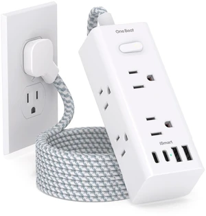 Surge Protector Power Strip, 5 Ft Flat Plug Extension Cord, 900J 6 Outlets 4 USB Ports(2 USB C), Wall Mount Outlet Extender Small Power Strip for Travel Home Office College Dorm Room Station Surge Protector Power Strip, 5 Ft Flat Plug Extension Cord, 900J 6 Outlets 4 USB Ports(2 USB C), Wall Mount Outlet Extender Small Power Strip for Travel Home Office College Dorm Room Station