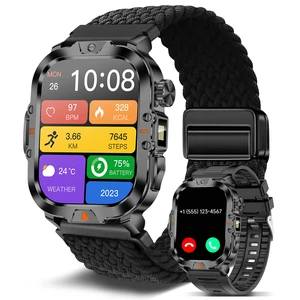 Smart Watch for Men Military Answer/Make Call 2.01 Display 170+ Sports Modes IP68 Waterproof 30-Day Standby for Android iOS Nylon Straps (2 Straps) Smart Watch for Men Military Answer/Make Call 2.01 Display 170+ Sports Modes IP68 Waterproof 30-Day Standby for Android iOS Nylon Straps (2 Straps)
