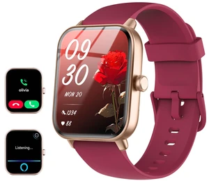 Smart Watch for Women Men, Compatible for iPhone and Android 1.8" Fitness Tracker Watch, Waterproof, Calling, Heart Rate/Sleep Monitor, Alexa, Gifts for Women, Silicone Band, Red Smart Watch for Women Men, Compatible for iPhone and Android 1.8" Fitness Tracker Watch, Waterproof, Calling, Heart Rate/Sleep Monitor, Alexa, Gifts for Women, Silicone Band, Red
