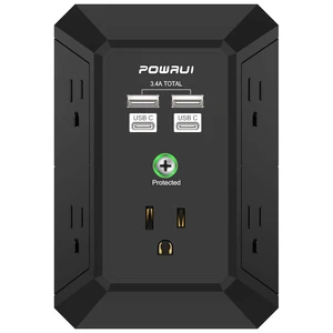 Outlet Extender Surge Protector - 5 Outlet Splitter with 4 USB Charging Ports(2 USB C), 3-Sided 1680J Power Strip Multi Plug Wall Adapter for Home Travel Office, Black Outlet Extender Surge Protector - 5 Outlet Splitter with 4 USB Charging Ports(2 USB C), 3-Sided 1680J Power Strip Multi Plug Wall Adapter for Home Travel Office, Black