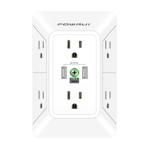 3 Sided Surge Protector Power Strip - 6 Outlet Extender with 3 USB Charging Ports(1 USB C), Multi Plug Wall Adapter Outlet Splitter for Home Travel Office, White 3 Sided Surge Protector Power Strip - 6 Outlet Extender with 3 USB Charging Ports(1 USB C), Multi Plug Wall Adapter Outlet Splitter for Home Travel Office, White