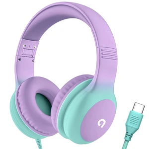Wired Kids Headphones with USB C Plug, 85dB Safe Volume, Adjustable Headband, Tangle-Free Cord Headphones for School, Tablet, Travel (Lavender & Mint Green, Without Microphone) Wired Kids Headphones with USB C Plug, 85dB Safe Volume, Adjustable Headband, Tangle-Free Cord Headphones for School, Tablet, Travel (Lavender & Mint Green, Without Microphone)