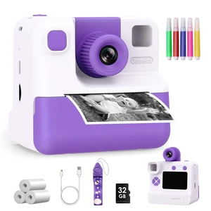 Kids Camera Instant Print, Christmas Birthday Gifts for Girl Boys Kids 3-12 FHD Selfie Digital Video Cameras Toddler 3 Rolls Print Paper & 32G Card (Retro, Purple-White) Kids Camera Instant Print, Christmas Birthday Gifts for Girl Boys Kids 3-12 FHD Selfie Digital Video Cameras Toddler 3 Rolls Print Paper & 32G Card (Retro, Purple-White)