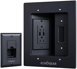 TV Cord Hider for Wall Mounted TV with 2X AC Outlets & 2X USB-A Ports - Hide Power Cables & Low Voltage Wires Behind The Wall - Includes Template, Saw, & Low Profile Extension Cord - Black TV Cord Hider for Wall Mounted TV with 2X AC Outlets & 2X USB-A Ports - Hide Power Cables & Low Voltage Wires Behind The Wall - Includes Template, Saw, & Low Profile Extension Cord - Black